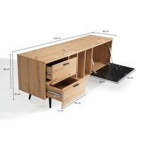 Lowboard FineBuy TV Schrank 150 cm Fernsehtisch Fernsehschrank Marmor Schwarz – Ansicht 3