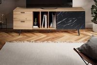 Lowboard FineBuy TV Schrank 150 cm Fernsehtisch Fernsehschrank Marmor Schwarz – Ansicht 4
