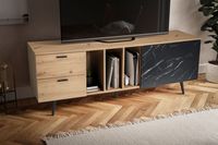 Lowboard FineBuy TV Schrank 150 cm Fernsehtisch Fernsehschrank Marmor Schwarz – Ansicht 5