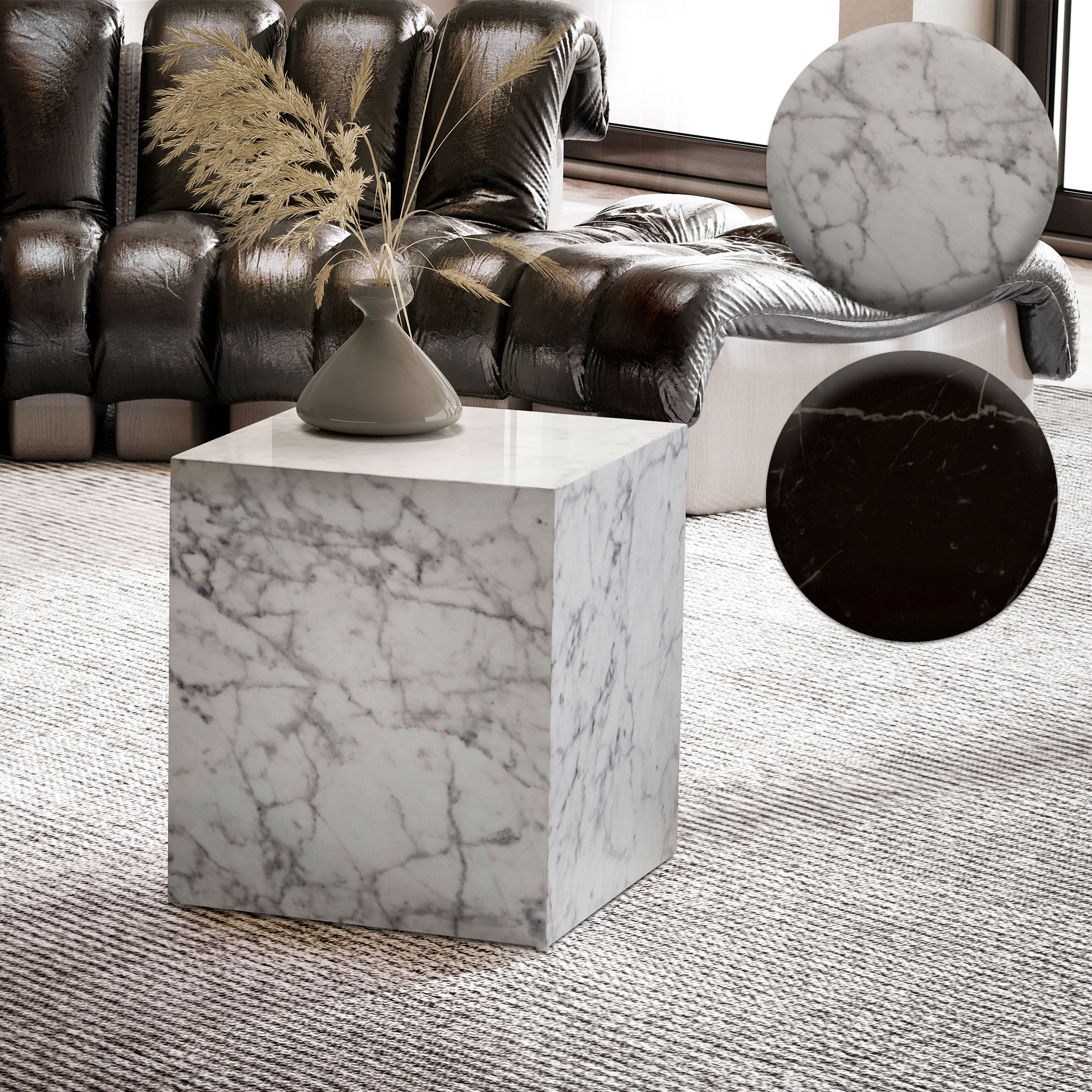 FineBuy Couchtisch MONOBLOC 40x40x45 cm Hochglanz mit Marmor Optik, Wohnzimmertisch Cube Quadratisch, Design Sofatisch, Lounge Beistelltisch Würfel-Form | Farbe: Schwarz FineBuy Couchtisch MONOBLOC 40x40x45 cm Hochglanz mit Marmor Optik, Wohnzimmertisch Cube Quadratisch, Design Sofatisch, Lounge Beistelltisch Würfel-Form | Farbe: Schwarz
