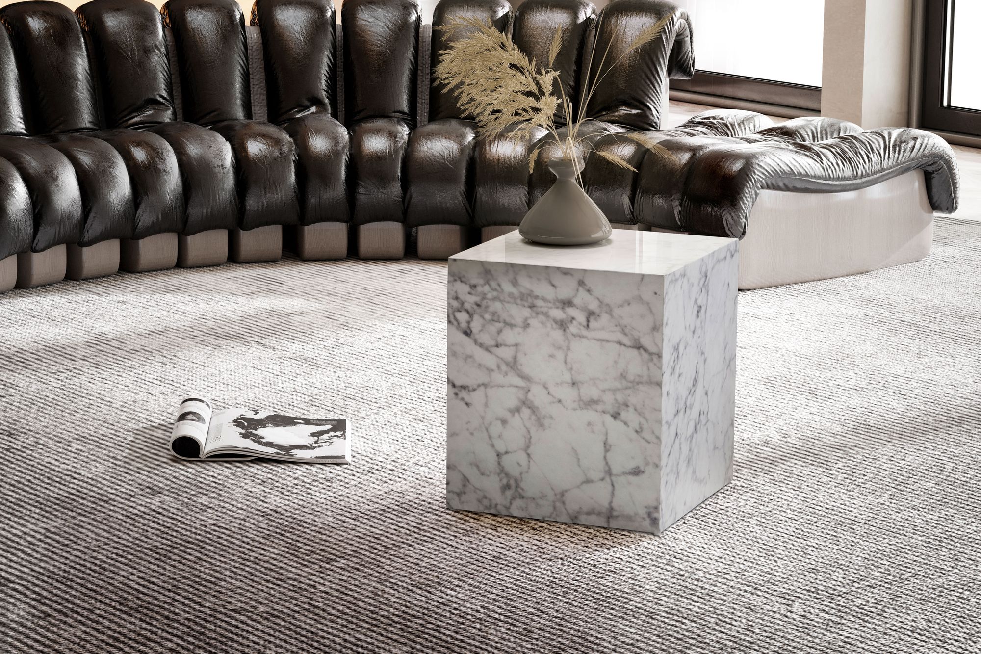 Couchtisch FineBuy Sofatisch MONOBLOC Marmor Optik 40x40x45 cm Wohnzimmertisch – Ansicht 2