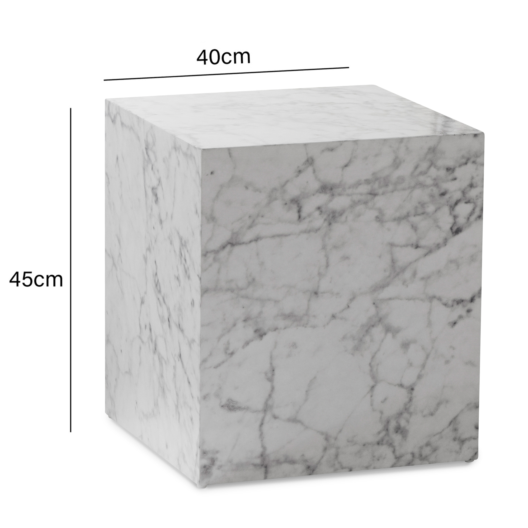 Couchtisch FineBuy Sofatisch MONOBLOC Marmor Optik 40x40x45 cm Wohnzimmertisch – Ansicht 3