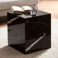 Couchtisch FineBuy Sofatisch MONOBLOC Marmor Optik 40x40x45 cm Wohnzimmertisch – Ansicht 1