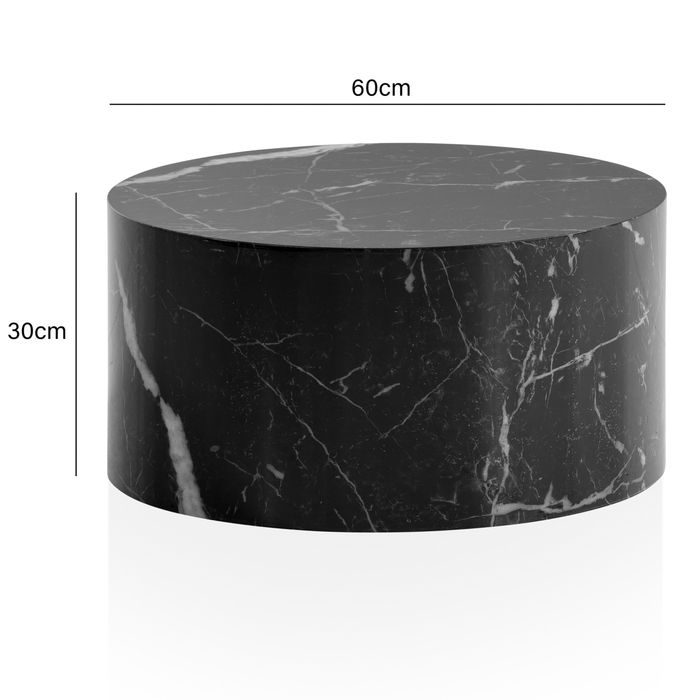 Couchtisch FineBuy Sofatisch MONOBLOC 60 cm Wohnzimmertisch Rund Loungetisch – Maßzeichnung
