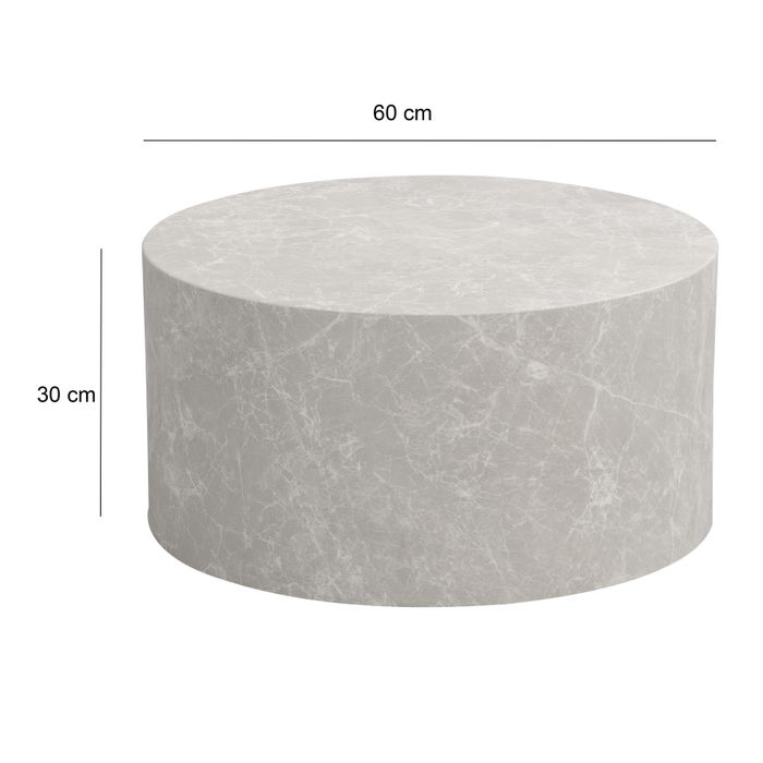 Couchtisch FineBuy Sofatisch MONOBLOC 60 cm Wohnzimmertisch Rund Loungetisch – Maßzeichnung