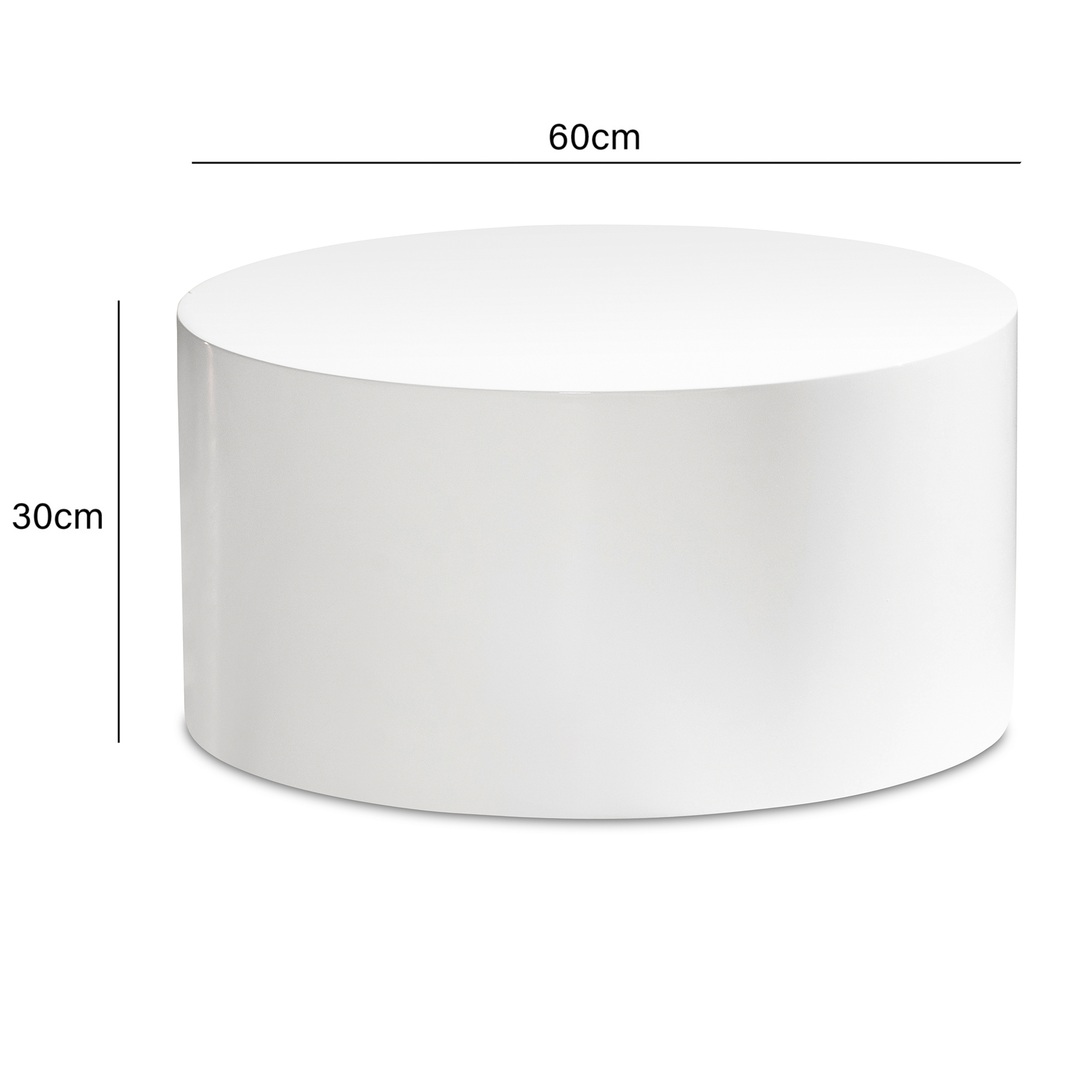 Couchtisch FineBuy Sofatisch MONOBLOC Weiß Hochglanz 60 cm Wohnzimmertisch Rund – Ansicht 3