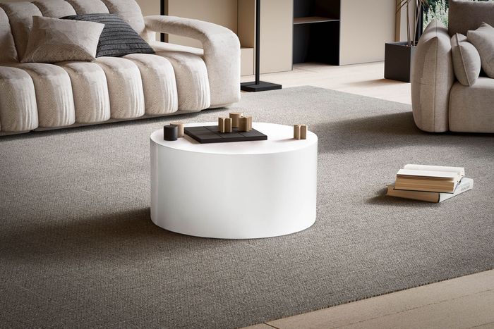 FineBuy Couchtisch MONOBLOC 60x60x30 cm Weiß Hochglanz, Design Wohnzimmertisch Rund, Lounge Sofatisch Schlicht, Kaffeetisch Modern 4251757720789