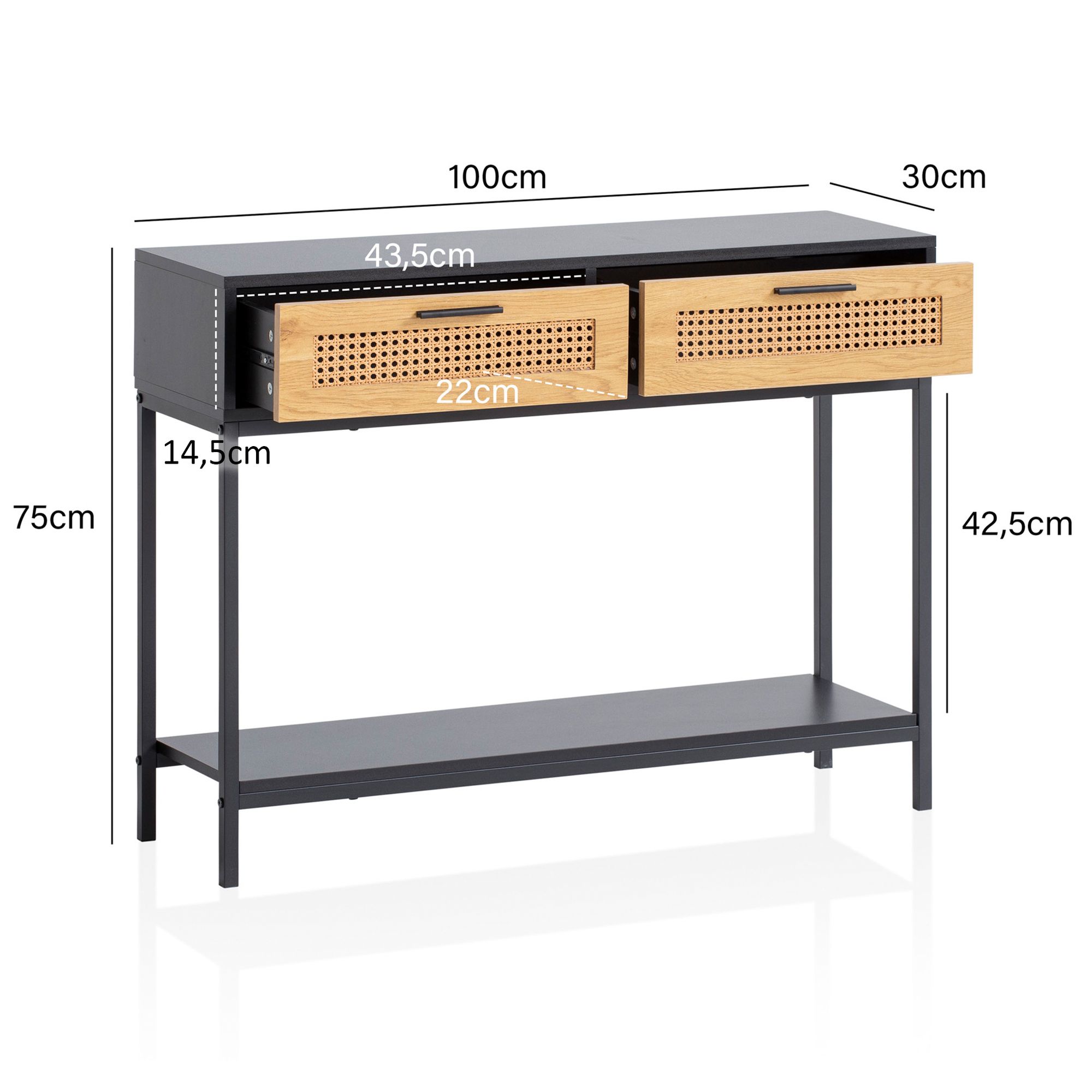 Konsolentisch FineBuy Anrichte 100 cm Ablagetisch Flurtisch Wiener Geflecht – Ansicht 3