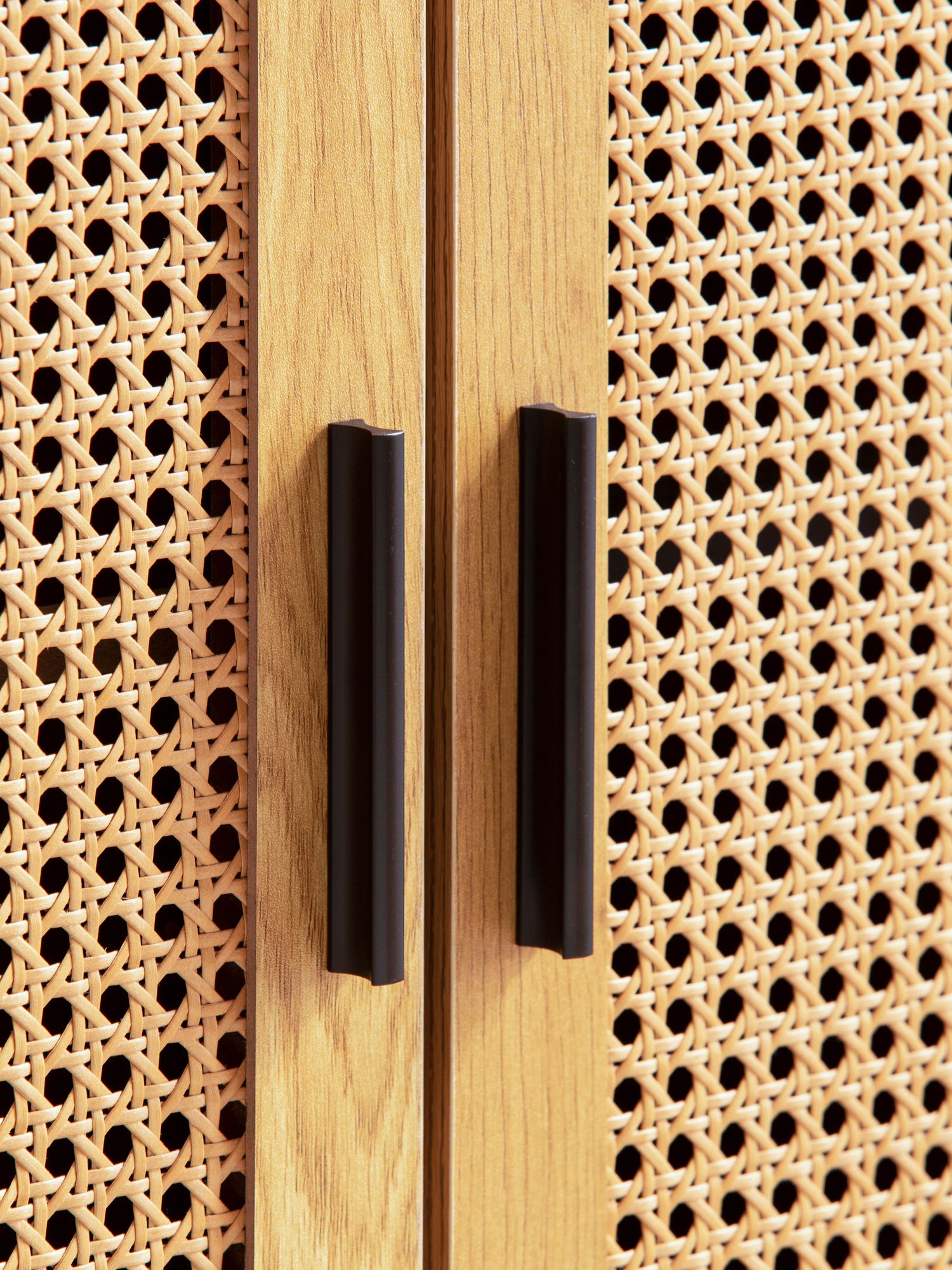 Sideboard 80cm mit 2 Türen in Rattan Wiener Geflecht Design Kommode Schwarz – Ansicht 7