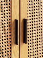 Sideboard 80cm mit 2 Türen in Rattan Wiener Geflecht Design Kommode Schwarz – Ansicht 7