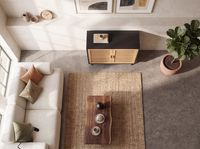 Sideboard 80cm mit 2 Türen in Rattan Wiener Geflecht Design Kommode Schwarz – Ansicht 5