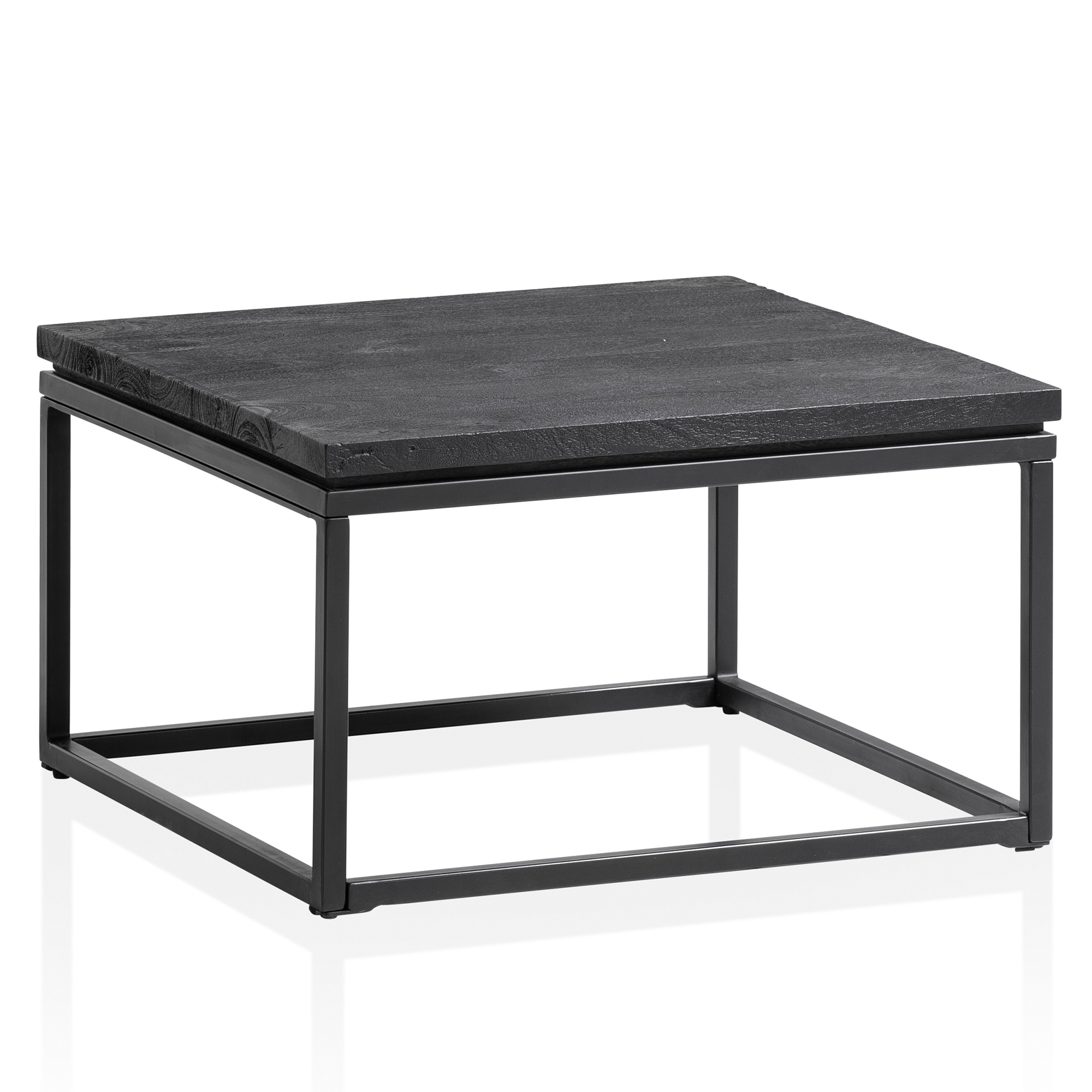 Couchtisch Massivholz schwarz Wohnzimmertisch Metallgestell Industrial Design – Ansicht 6
