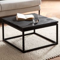 Couchtisch Massivholz schwarz Wohnzimmertisch Metallgestell Industrial Design – Ansicht 1