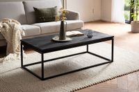 Couchtisch Massivholz schwarz Wohnzimmertisch Metallgestell Industrial Design – Ansicht 2