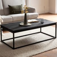 Couchtisch Massivholz schwarz Wohnzimmertisch Metallgestell Industrial Design – Ansicht 1