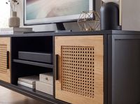 Lowboard FineBuy TV Schrank 110 cm Holz Schwarz Fernsehkommode Wiener Geflecht – Ansicht 5