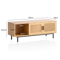 Lowboard FineBuy TV Schrank 120 cm Holz Eiche Fernsehkommode Wiener Geflecht – Ansicht 3