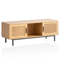 Lowboard FineBuy TV Schrank 120 cm Holz Eiche Fernsehkommode Wiener Geflecht – Ansicht 6