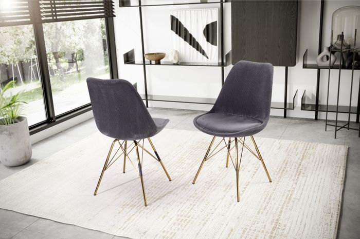 Esszimmerstuhl 2er Set FineBuy Küchenstuhl Cord Cara Stoff Stuhl Skandinavisch
