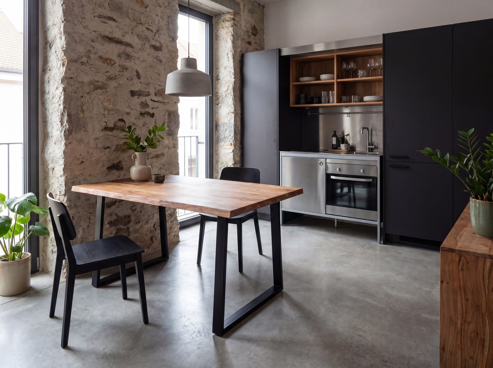 Esszimmertisch FineBuy Esstisch 120 cm Akazie Massivholz Küchentisch Baumkante – Ansicht 2