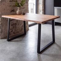 Esszimmertisch FineBuy Esstisch 120 cm Akazie Massivholz Küchentisch Baumkante – Ansicht 1