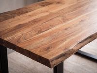 Esszimmertisch FineBuy Esstisch 120 cm Akazie Massivholz Küchentisch Baumkante – Ansicht 5