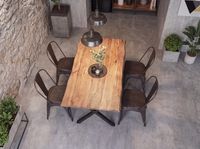 Esstisch 120x60 cm Akazie Massivholz 4cm Baumkante X-Gestell Esszimmertisch – Ansicht 5