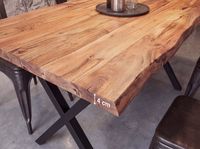 Esstisch 120x60 cm Akazie Massivholz 4cm Baumkante X-Gestell Esszimmertisch – Ansicht 4