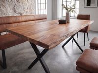 Esstisch FineBuy Esszimmertisch Akazie Massivholz Metall Küchentisch Baumkante – Ansicht 5