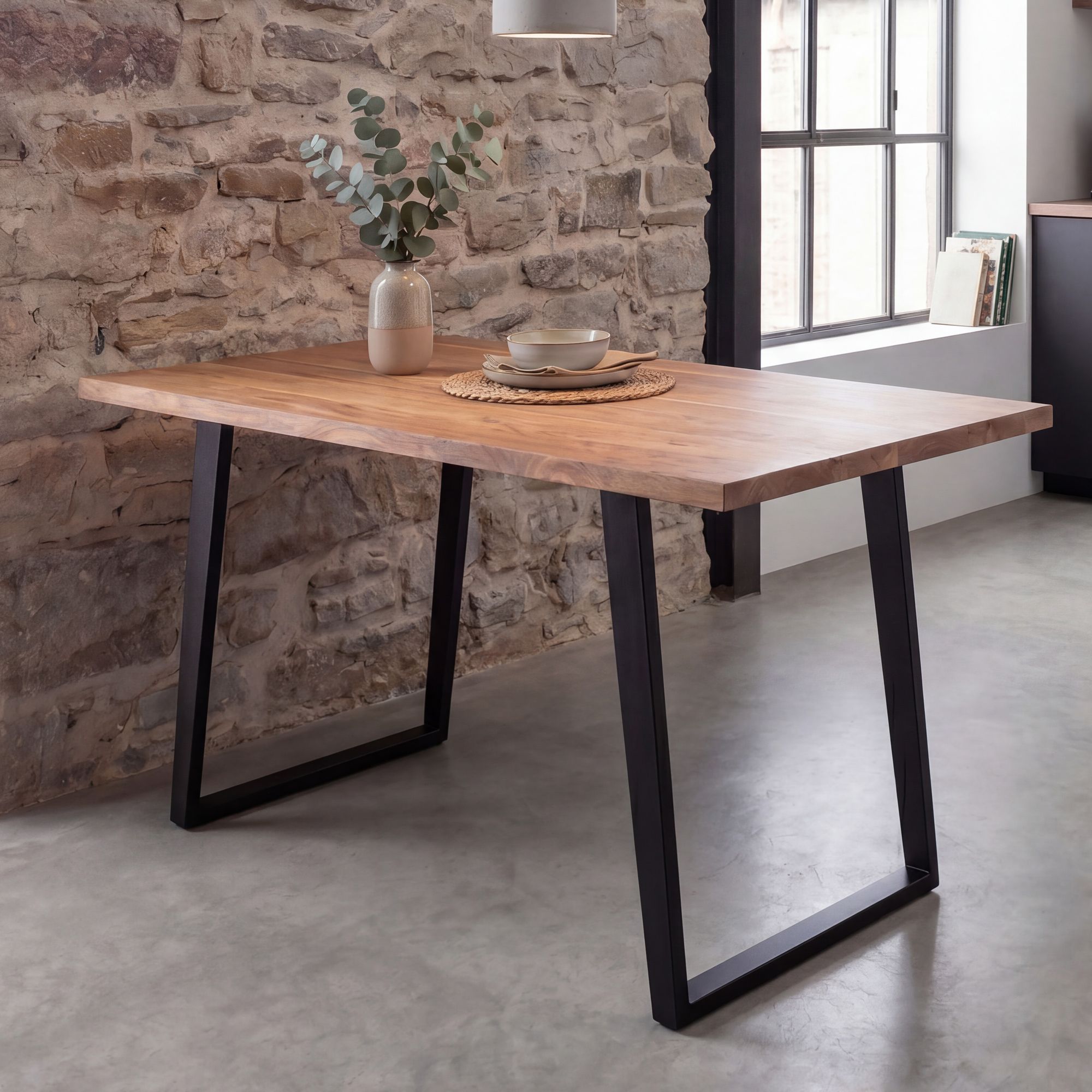 Esstisch FineBuy Esszimmertisch 120 cm Akazie Massivholz Baumkante Küchentisch – Ansicht 1