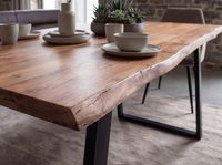 Esstisch FineBuy Esszimmertisch Akazie Massivholz Metall Küchentisch Baumkante – Ansicht 5