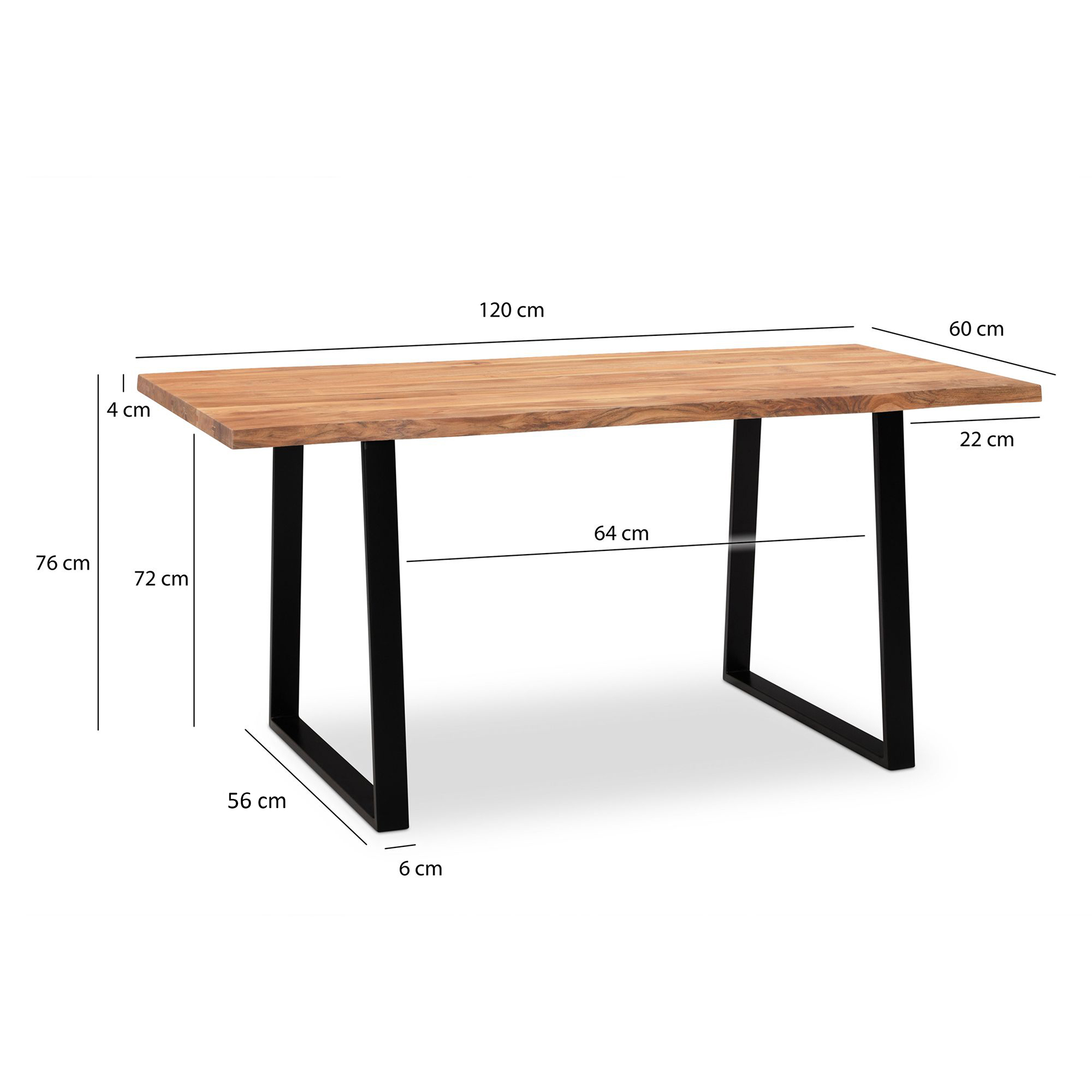 Schreibtisch FineBuy Bürotisch 120 cm Akazie Massivholz Computertisch Baumkante – Ansicht 3