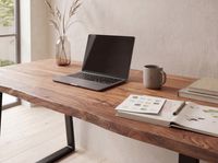 Schreibtisch FineBuy Bürotisch 120 cm Akazie Massivholz Computertisch Baumkante – Ansicht 5
