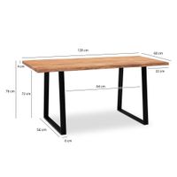 Schreibtisch FineBuy Bürotisch 120 cm Akazie Massivholz Computertisch Baumkante – Ansicht 3