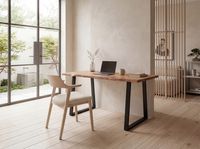 Schreibtisch FineBuy Bürotisch 120 cm Akazie Massivholz Computertisch Baumkante – Ansicht 2