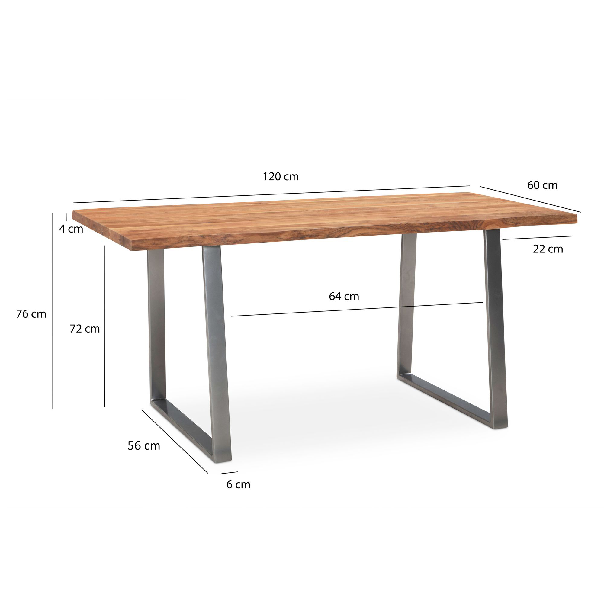 Schreibtisch FineBuy Bürotisch 120 cm Akazie Massivholz Computertisch Baumkante – Ansicht 3