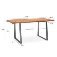 Schreibtisch FineBuy Bürotisch 120 cm Akazie Massivholz Computertisch Baumkante – Ansicht 3