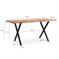 Schreibtisch FineBuy 120 cm Akazie Massivholz Bürotisch Computertisch Baumkante – Ansicht 3