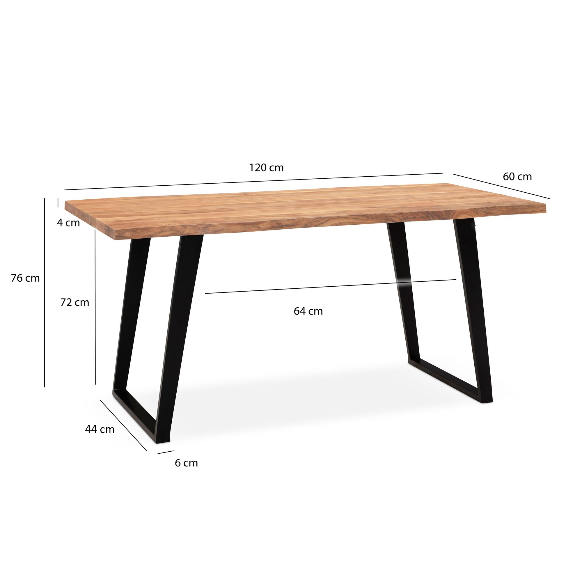Schreibtisch FineBuy 120 cm Akazie Massivholz Bürotisch Computertisch Baumkante – Ansicht 3