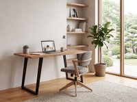 Schreibtisch FineBuy 120 cm Akazie Massivholz Bürotisch Computertisch Baumkante – Ansicht 2