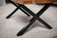 Couchtisch Akazie Massiv 120cm · Wohnzimmertisch Baumkante schwarzes X-Gestell – Ansicht 5