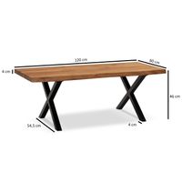 Couchtisch Akazie Massiv 120cm · Wohnzimmertisch Baumkante schwarzes X-Gestell – Ansicht 3