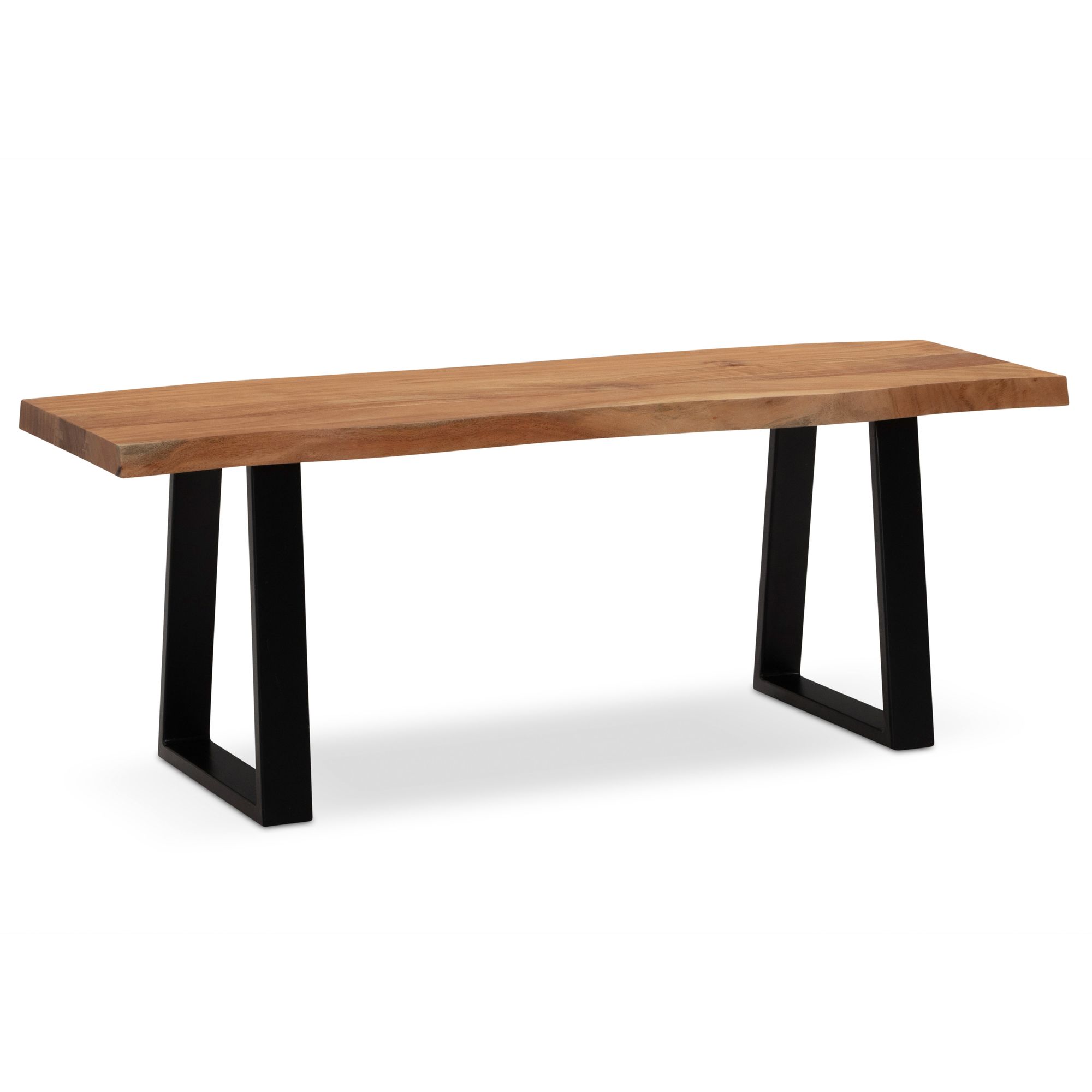 Garderobenbank FineBuy Sitzbank Akazie Massivholz 120 cm Baumkante Flurbank – Ansicht 6