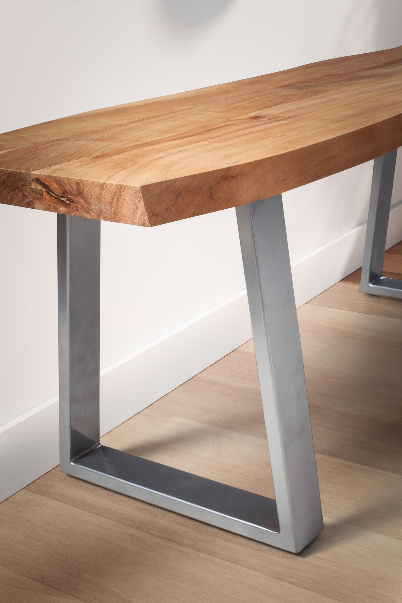 Garderobenbank FineBuy Sitzbank Akazie Massivholz 120 cm Baumkante Flurbank – Ansicht 5