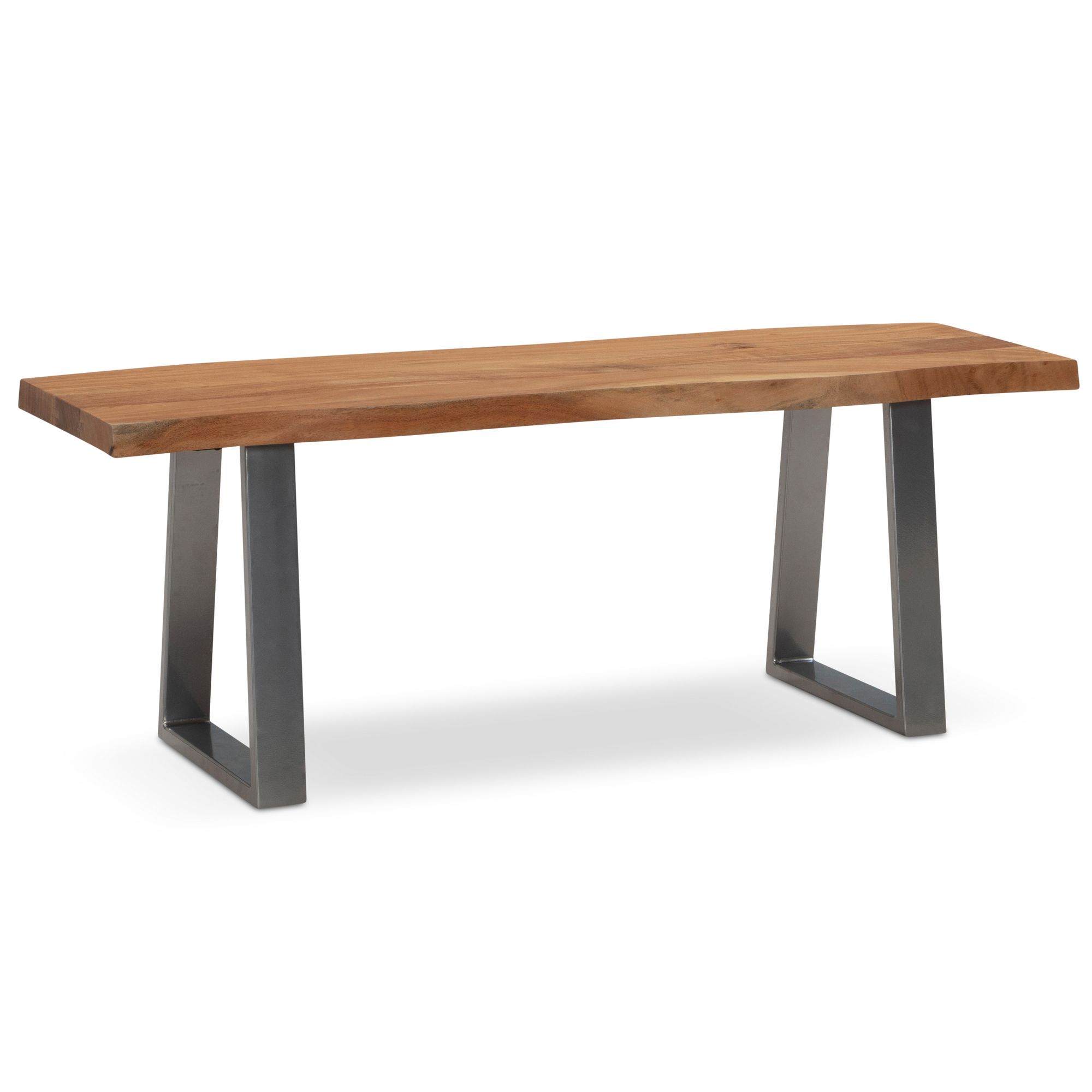 Garderobenbank FineBuy Sitzbank Akazie Massivholz 120 cm Baumkante Flurbank – Ansicht 6