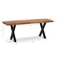 Garderobenbank FineBuy Sitzbank Akazie Massivholz 120 cm Baumkante Flurbank – Ansicht 3