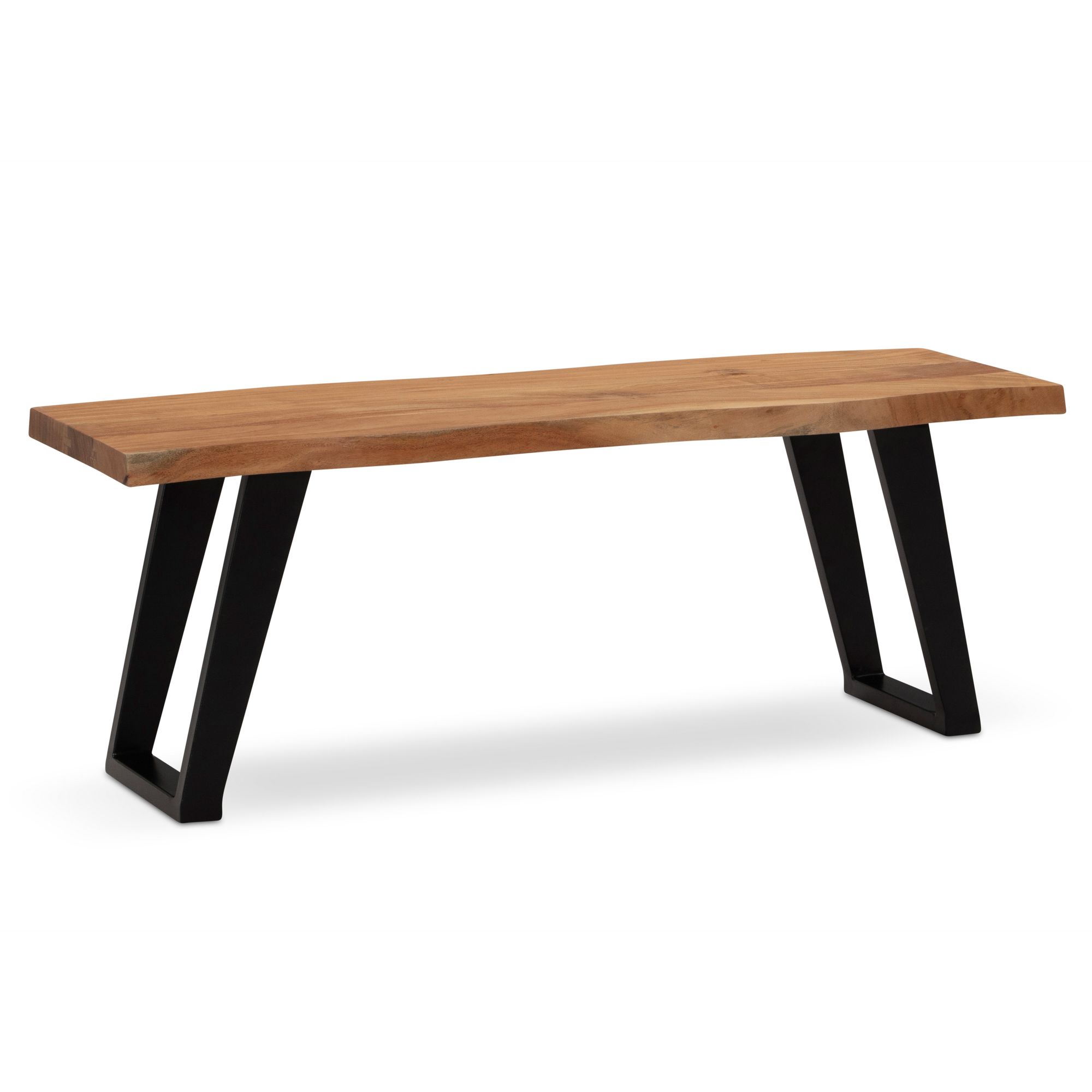 Garderobenbank FineBuy Sitzbank Akazie Massivholz 120 cm Baumkante Flurbank – Ansicht 6