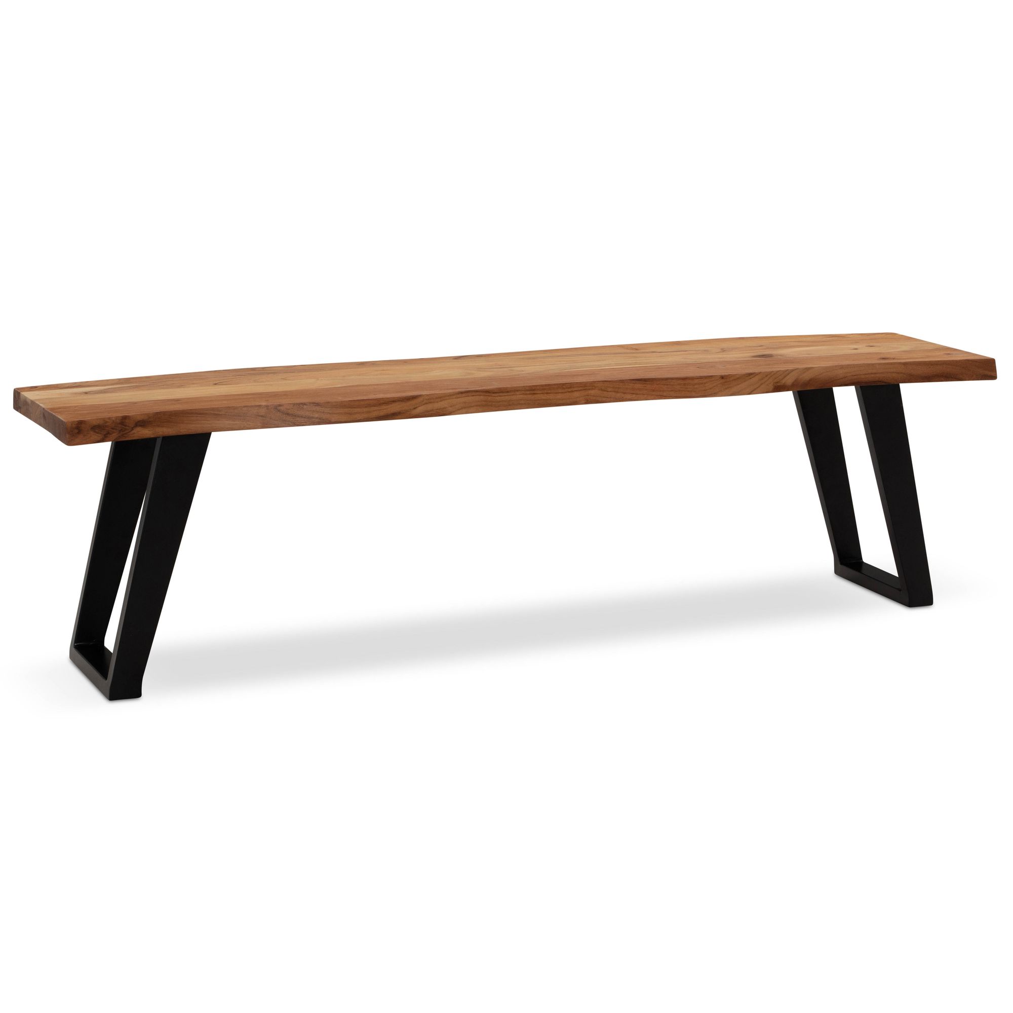 FineBuy Esszimmerbank Akazie Massivholz / Metall mit Baumkante, Esstischbank Modern, Holzbank Massiv ohne Lehne, Küchenbank Essbank mit U-Beinen, Sitzbank Esszimmer