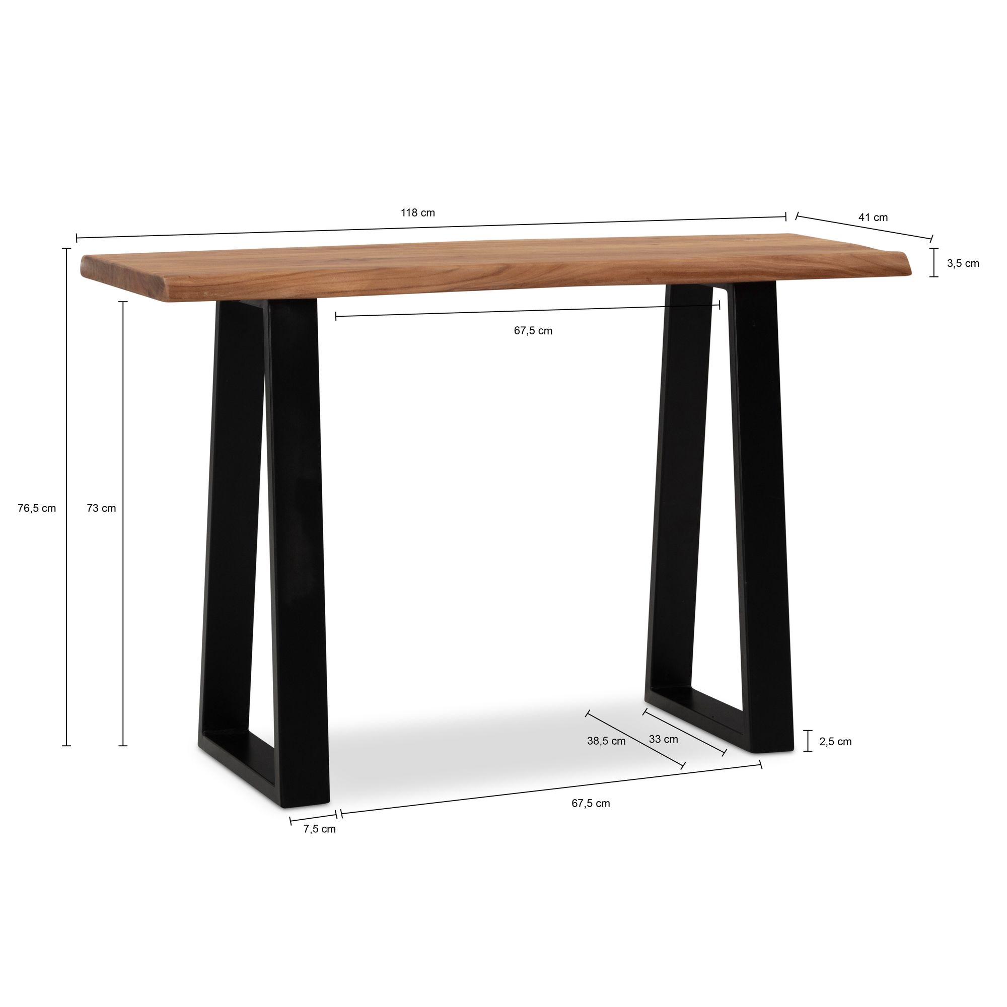 Schreibtisch FineBuy Bürotisch 118 cm Akazie Massivholz Laptoptisch Baumkante – Ansicht 3