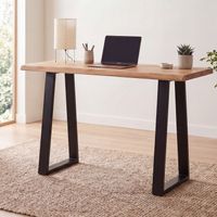 Schreibtisch FineBuy Bürotisch 118 cm Akazie Massivholz Laptoptisch Baumkante – Ansicht 1